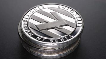 Macro shot of a Litecoin coin Crypto currency coins