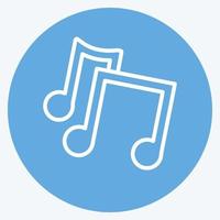 icono de notas musicales en el moderno estilo de ojos azules aislado en un fondo azul suave vector