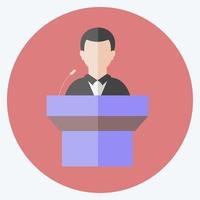 Speaking on podium Icon in trendy flat style isolated on soft blue background vector