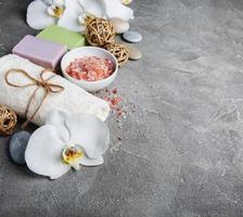 Spa concept with white orchids photo