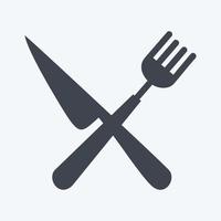 Fork and Knife Icon in trendy glyph style isolated on soft blue background vector