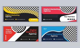 diseño de banner de agencia de marketing digital. diseño de pancartas de negocios. diseño de diseño moderno. diseño vectorial Diseño de banner de 4 páginas vector