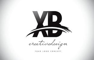 Diseño del logotipo de la letra xb xb con swoosh y trazo de pincel negro. vector