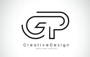 GP G P Letter Logo Design in Black Colors vector