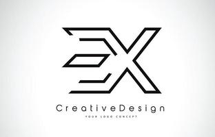 EX E X Letter Logo Design in Black Colors. vector