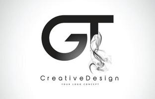 GT Letter Logo Design with Black Smoke. vector