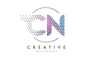 CN C N Pink Magenta Dotted Bubble Letter Logo Design Vector
