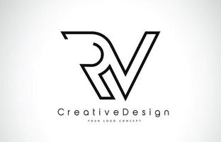 diseño del logotipo de la letra rv rv en colores negros. vector