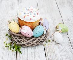 Easter bread and eggs photo