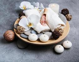 Spa concept with white orchids photo