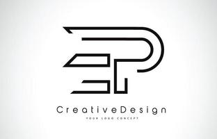 EP E P Letter Logo Design in Black Colors. vector