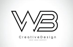 diseño del logotipo de la letra wb wb en colores negros. vector