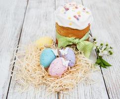 Easter bread and eggs photo