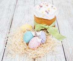 Easter bread and eggs photo