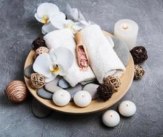 Spa concept with white orchids photo