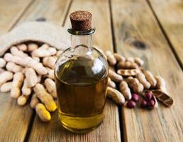 Peanut oil on a table photo