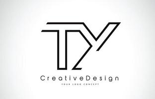 diseño del logotipo de la letra ty ty en colores negros. vector