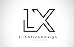 Diseño del logotipo de la letra lx lx en colores negros. vector