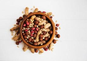 Mixed nuts on a table photo