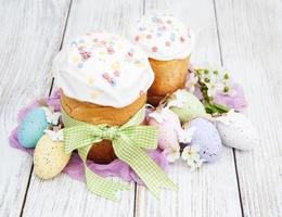 Easter bread and eggs photo