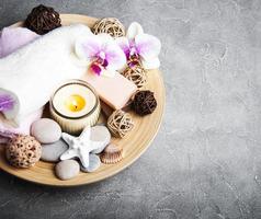 Spa concept with orchid flowers photo