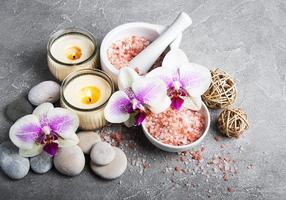 Spa concept with orchid flowers photo