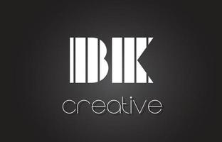 BK B K Letter Logo Design With White and Black Lines. vector