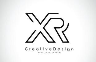 Diseño del logotipo de la letra xr xr en colores negros. vector