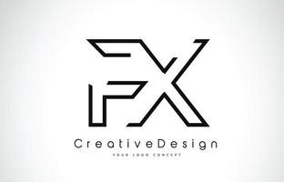 Diseño de logotipo de letra fx fx en colores negros. vector