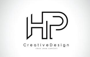 diseño del logotipo de la letra hp hp en colores negros. vector