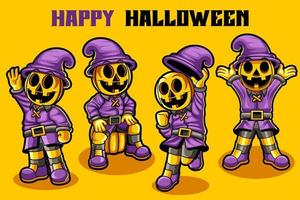 halloween set mascot character vector illustration template