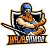 ninja samurai, mascota esports logo vector ilustración