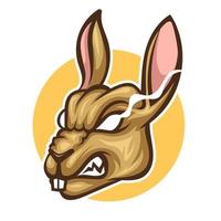 head bunny angry mascot character vector