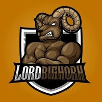 ilustración de mascota de logotipo de esport de borrego fuerte de borrego cimarrón vector