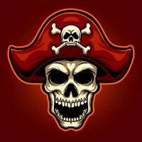 cabeza pirata cráneo mascota ilustración vector