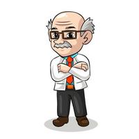 cute mascot professor illustration vector