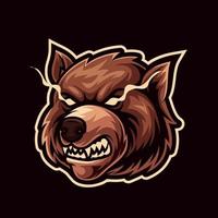 angry bear head mascot character illustration