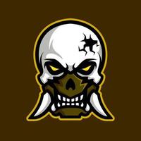 skull head with demon mask, logo illustration for esport team and streamer