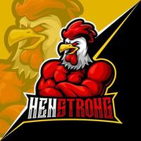 hen strong, mascot esports logo vector illustration