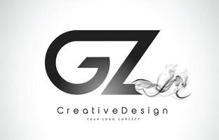 GZ Letter Logo Design with Black Smoke. vector