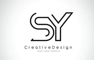 diseño del logotipo de la letra sy sy en colores negros. vector