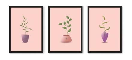 conjunto de arte minimalista moderno floral de mediados de siglo vector