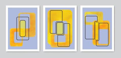 set of trendy contemporary abstract creative minimalist hand painted compositions for wall decoration vector