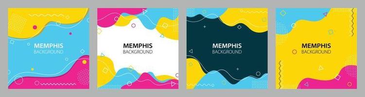 diseño abstracto de fondo colorido de memphis. plantilla cuadrada de moda. vector