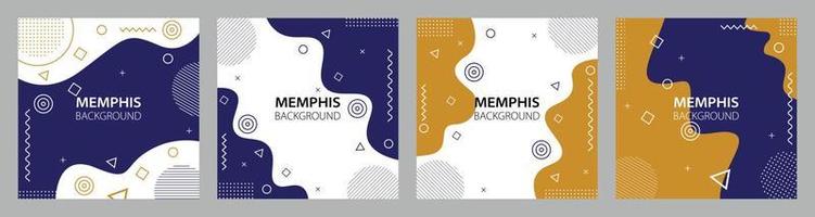 Abstract design of colorful memphis background. Trendy square template. vector