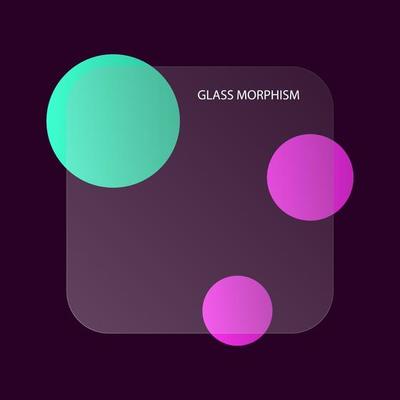 Transparent frame in trendy style glassmorphism or frosted glass. Trendy glassmorphism effect for sites, applications, wallpapers and internet projects. Vector illustration.