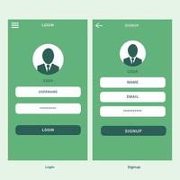 Login and signup flat ui concept design vector