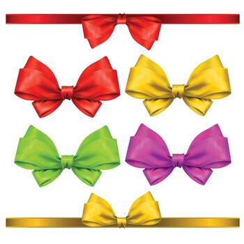 Set of Realistic Colourful Ribbon set vector