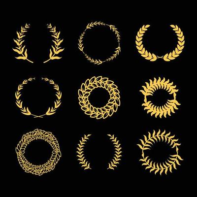 vector laurel wheat floral and circular frames