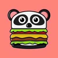 hamburguesa panda linda y divertida vector